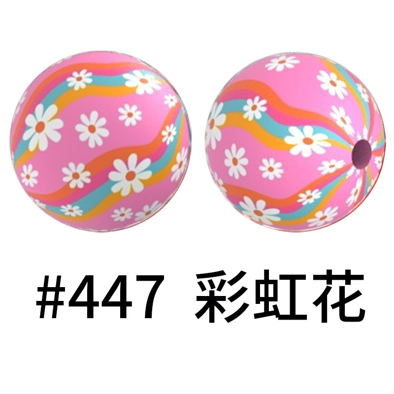 Wholesale 50pcs 16mm Colorful Silicone Water Transfer Beads Print Silicone Beads